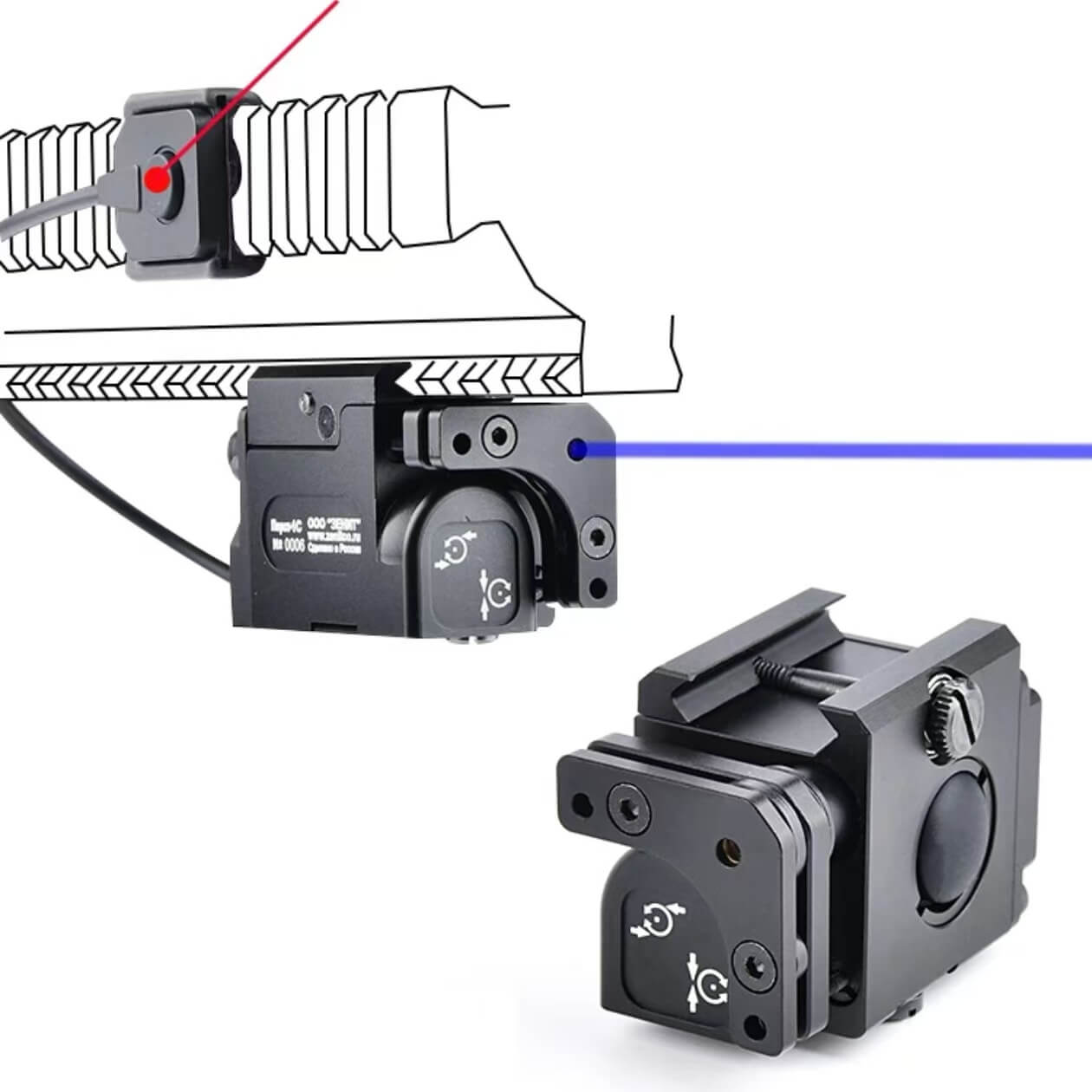 USB Rechargeable Mini Laser With Adjustable Rail  Adapts to 20-23mm Rails