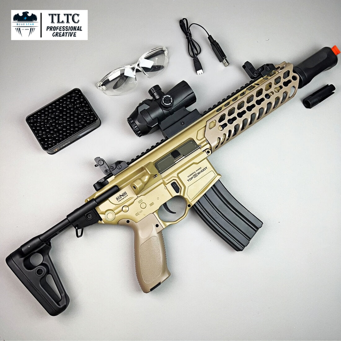 Exquisite Engraving MCX Gel Blaster High Rate of Fire  Smooth Shooting With 7 Colors of Lighted Silencer