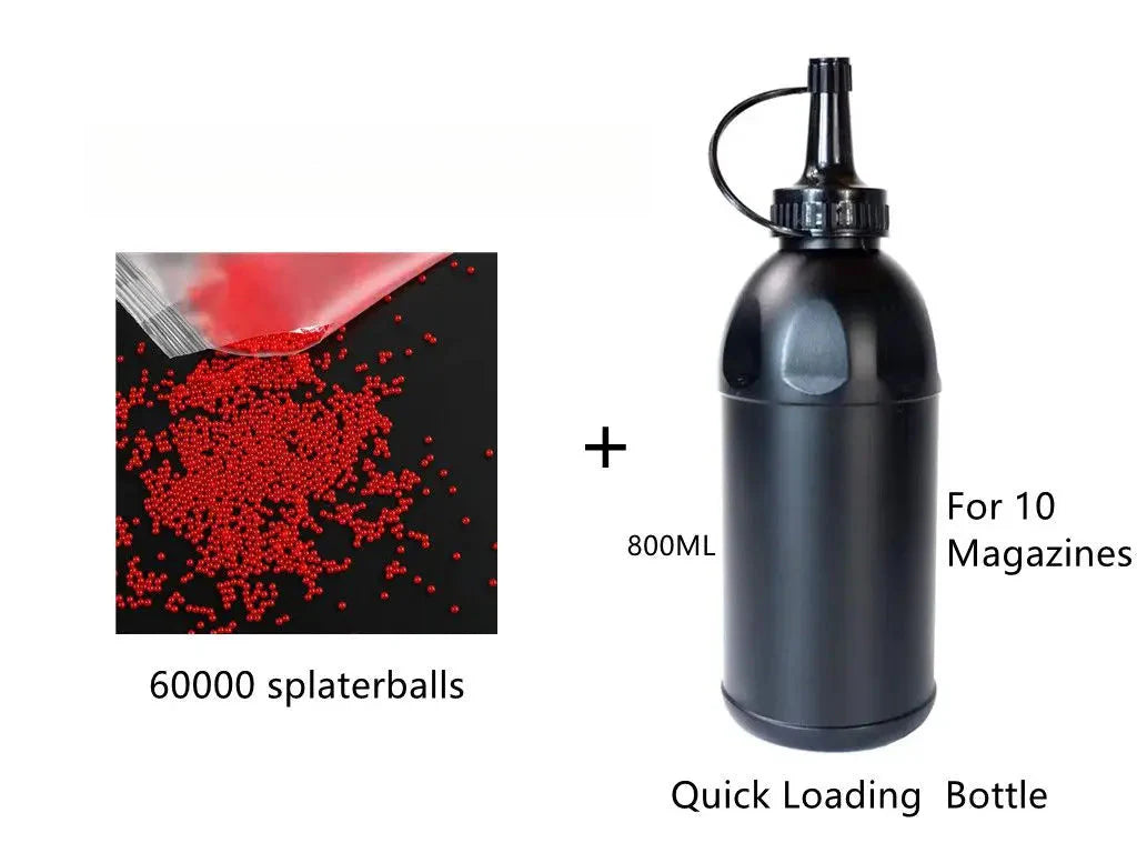 60,000 Splaterballs Gel Balls Orbeez With 800 ML Water Bullets Quick Loading Subpackage Bottle for Gel Ball Blaster