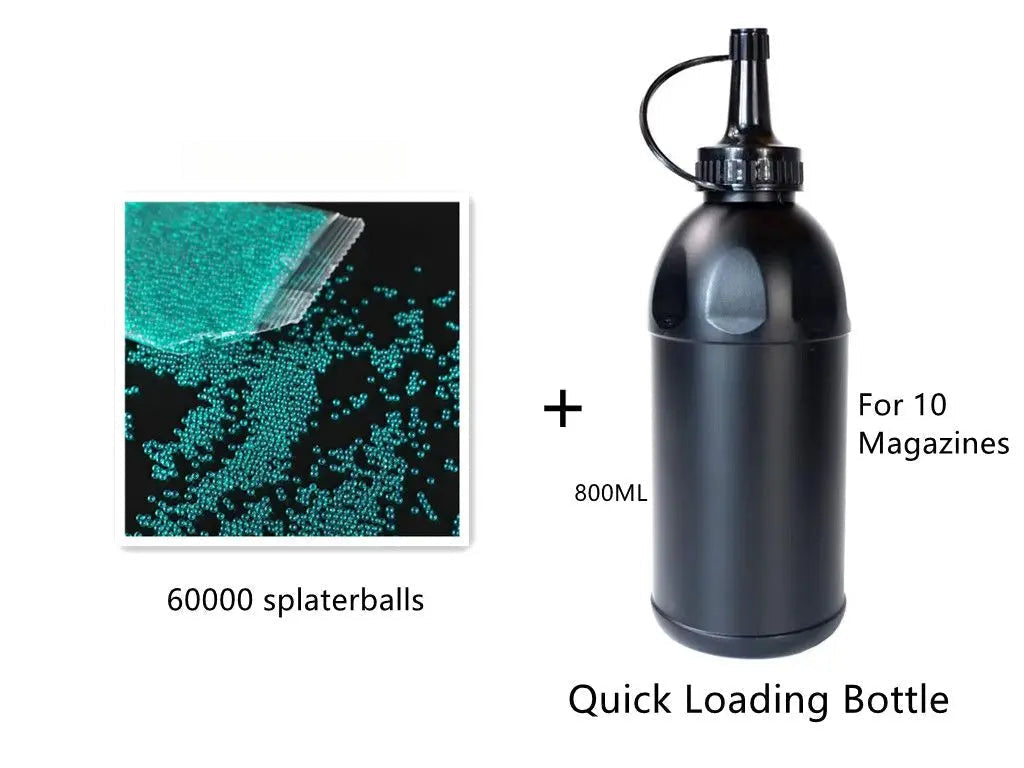 60,000 Splaterballs Gel Balls Orbeez With 800 ML Water Bullets Quick Loading Subpackage Bottle for Gel Ball Blaster