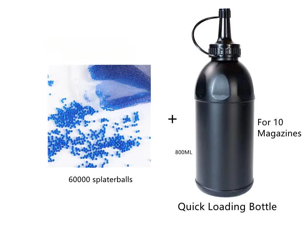 60,000 Splaterballs Gel Balls Orbeez With 800 ML Water Bullets Quick Loading Subpackage Bottle for Gel Ball Blaster