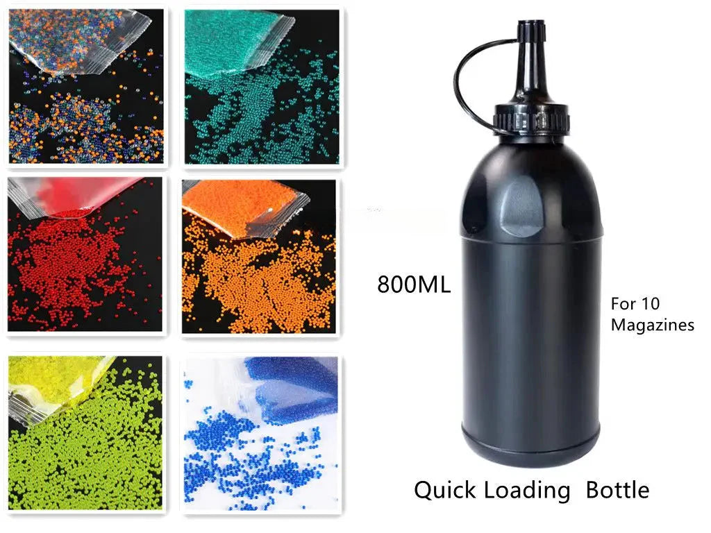 60,000 Splaterballs Gel Balls Orbeez With 800 ML Water Bullets Quick Loading Subpackage Bottle for Gel Ball Blaster