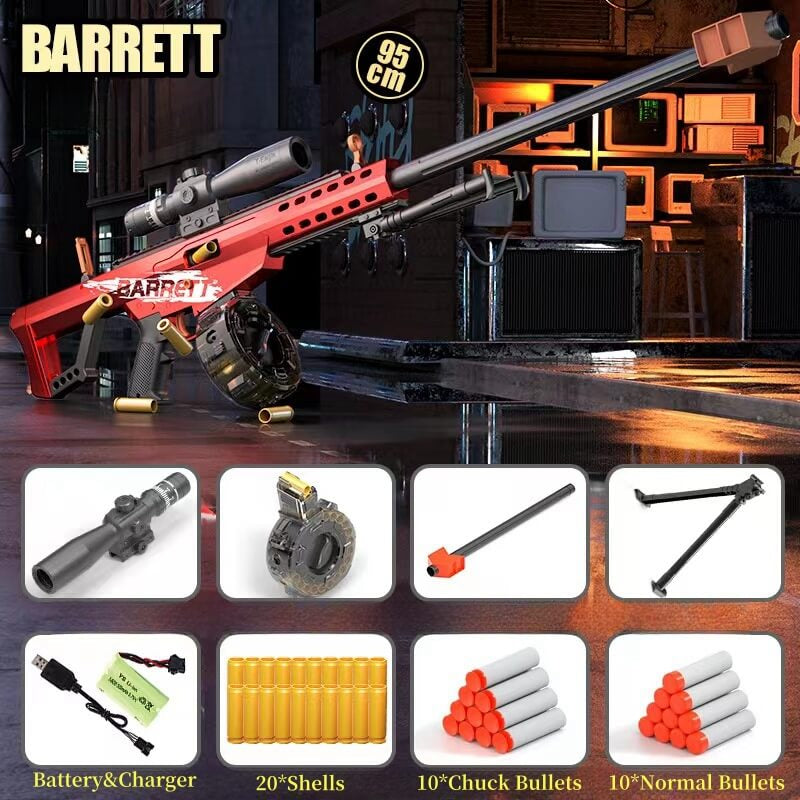 Electric/Manual Drum Version of the Barrett Sniper Soft Bullet Toygun Automatic Shell Ejecting