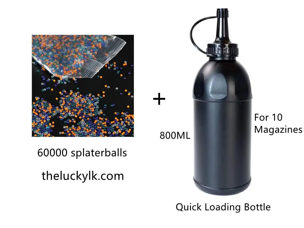 60,000 Splaterballs Gel Balls Orbeez With 800 ML Water Bullets Quick Loading Subpackage Bottle for Gel Ball Blaster