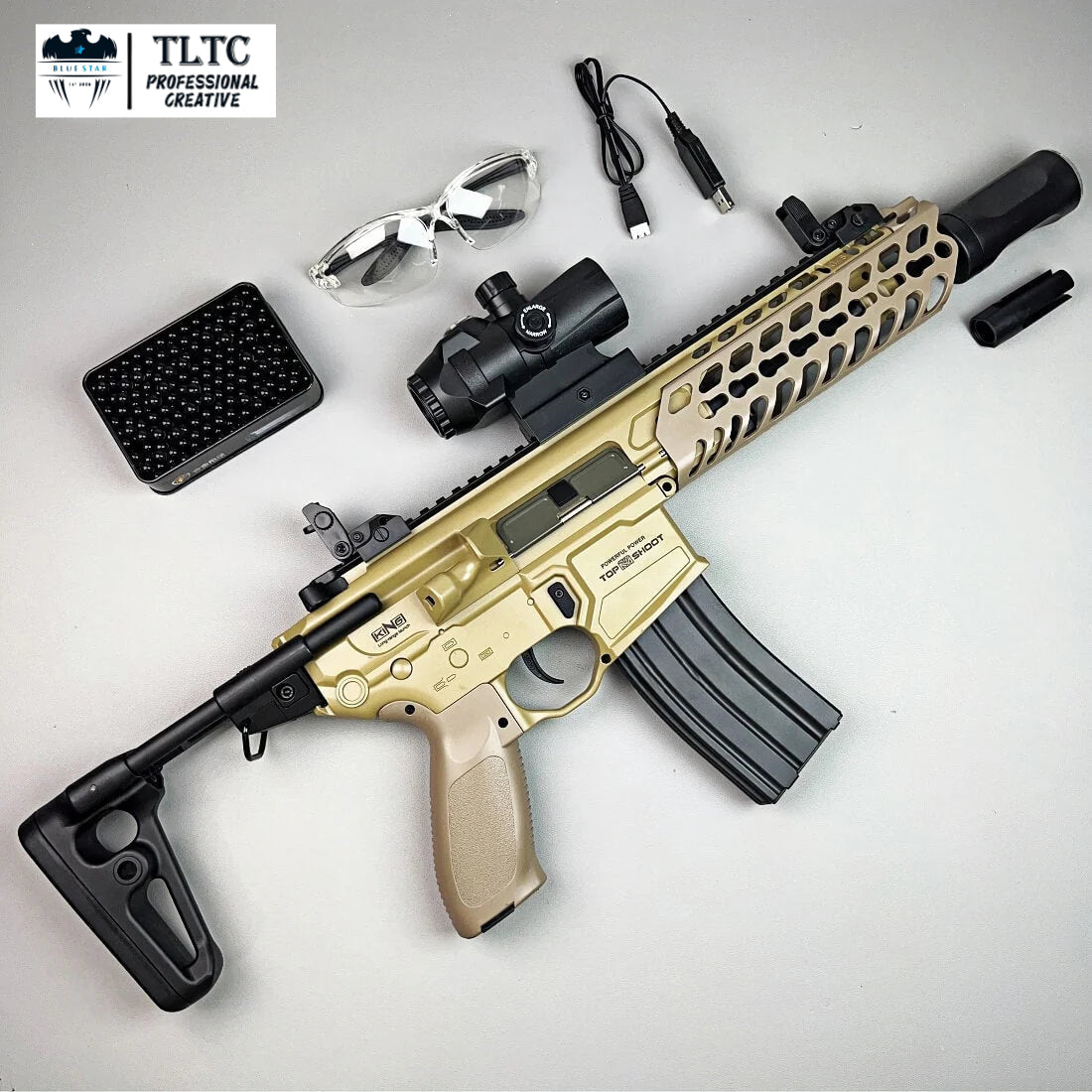 Exquisite Engraving MCX Gel Blaster High Rate of Fire  Smooth Shooting With 7 Colors of Lighted Silencer